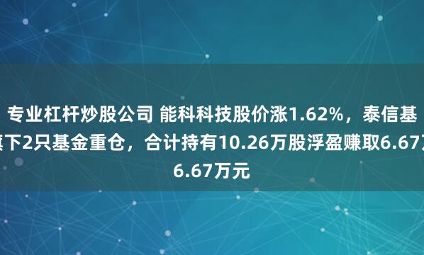 专业杠杆炒股公司 能科科技股价涨1.62%，泰信基金旗下2只基金重仓，合计持有10.26万股浮盈赚取6.67万元